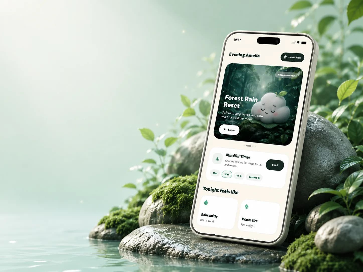 Heiwa app shown on a phone